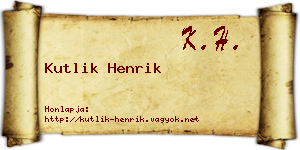 Kutlik Henrik névjegykártya